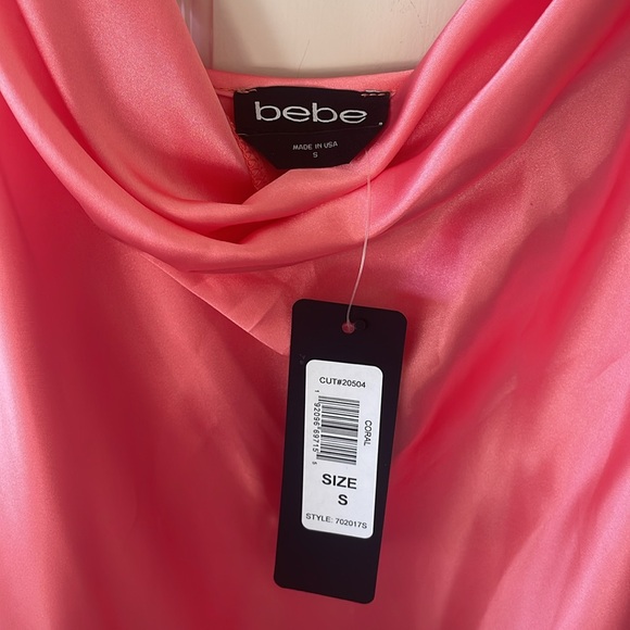NWT! Bebe Pink Cowl Neck Satin Midi Dress! - Picture 3 of 8